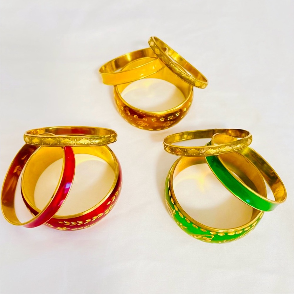 9pc multi color Brass Bangle Sets